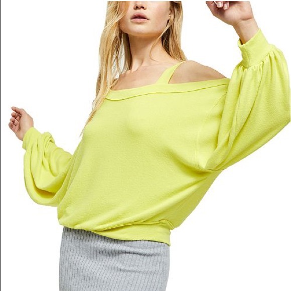 Free People Yellow Cut Out Knit Top Size Small - Picture 4 of 6